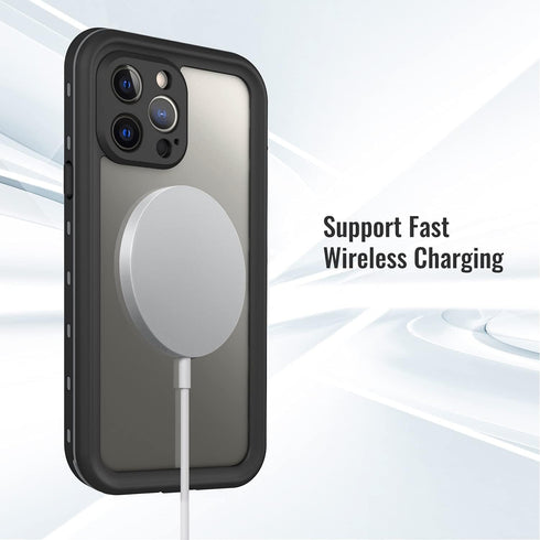 iPhone 13 Pro Max Waterproof Case - Full Body Protection, Shockproof, Dustproof, Built-in Screen Protector (Black)