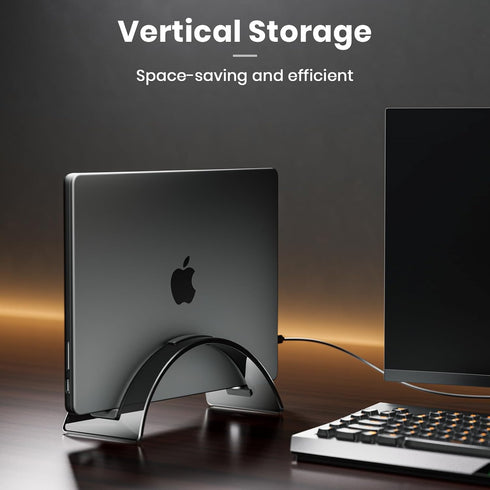 Vertical Laptop Stand for Desk, Space-Saving Acrylic Holder for All MacBook, Laptop Stand, Invisible Desktop Dock