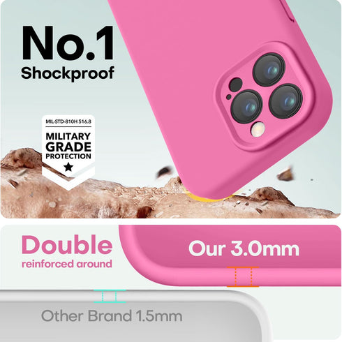 LOVE 3000 iPhone 14 Pro Case, Premium Silicone with Soft Anti-Scratch Microfiber Lining, Shockproof Cover