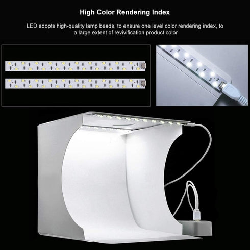 DEPTHLAN 10" 2 -40pcs 6 (10 inch Photo Light Box Portable Folding Photography Light Tent kit with Light Bar LED Light