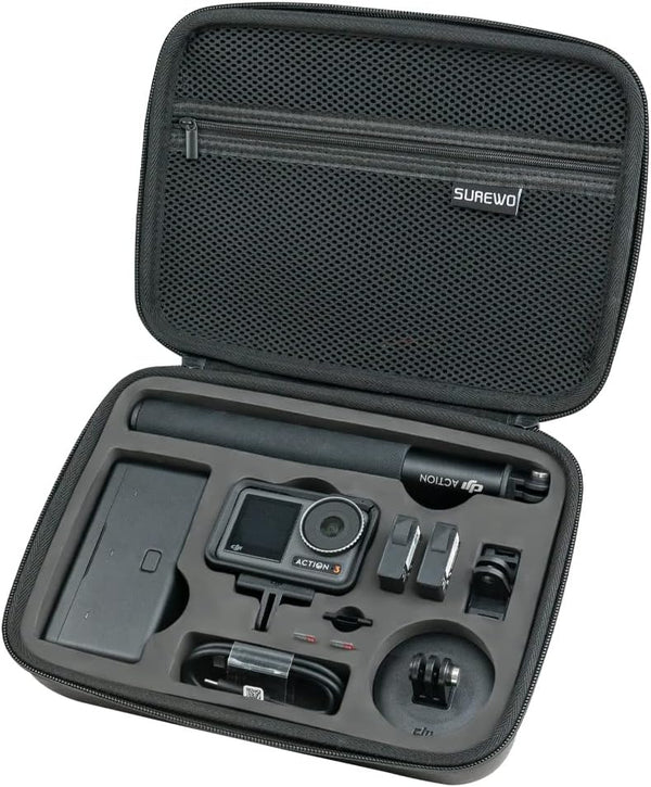 SUREWO Waterproof Carrying Case for DJI Action 4, Travel Portable Bag Compatible with Osmo Action 4/3 Accessories