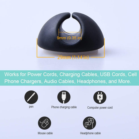 Cable Clips Organizer for Phone Charging Cable, Desktop Cord Clips for USB, Mouse, Headphone, Office, Nightstand