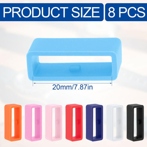 8pcs 0.79 Inch Watch Strap Holder Loop, Silicone Watch Band Keeper Multi Colors Holder Loops Watch Band Loop Watch Fastener Rings for Smartwatch Band Wristband