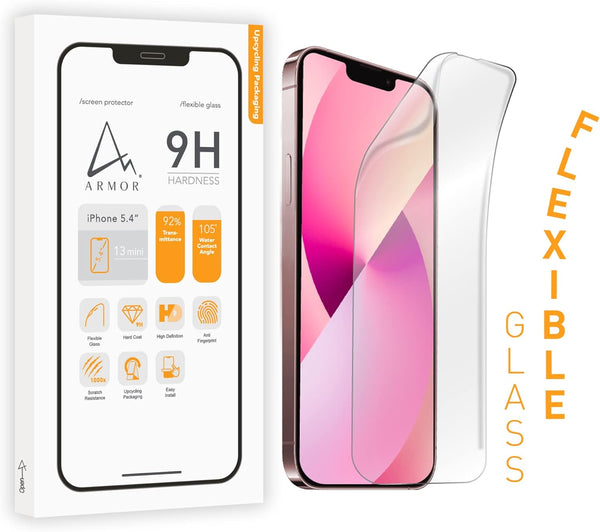 ARMOR Flexible Glass Screen Protector for iPhone 13 Mini, 9H HD Protection