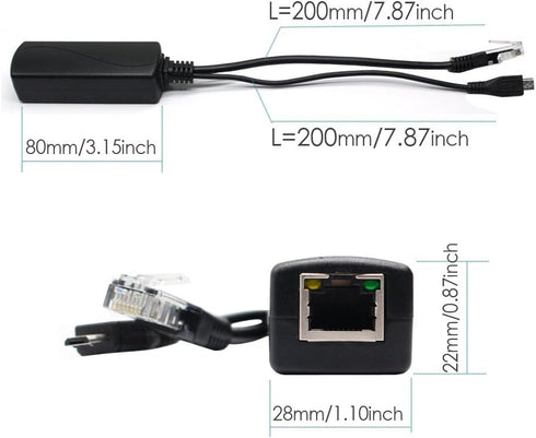 ANVISION Active 48V to 5V 2.4A PoE Splitter Adapter with Micro USB Plug, IEEE 802.3af Compliant for Tablets, Dropcam,
