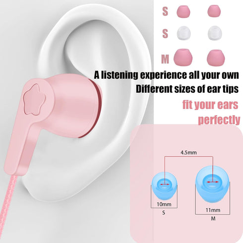 2 Packs of Earbuds Set with Case for Kids, Wired Headphones with Case and Small Size Ear Tips, Cute Earphones for Phone