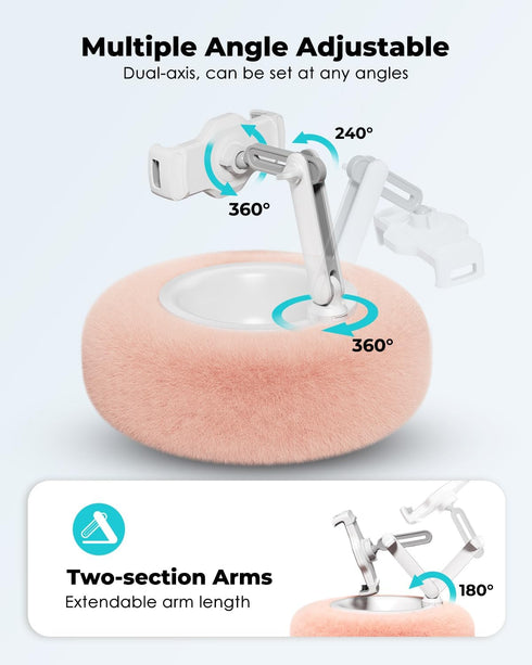 Viozon Tablet Stand Pillow, Compatible with 4.7"-13" Phone/Tablet, 360° Adjustable Holder for Bed with Soft Plush Fabric