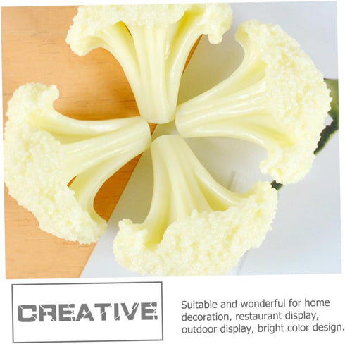 4Pcs VALICLUD Artificial Cauliflower Models Lifelike Faux Vegetables for Home Kitchen Display Prop Decorative