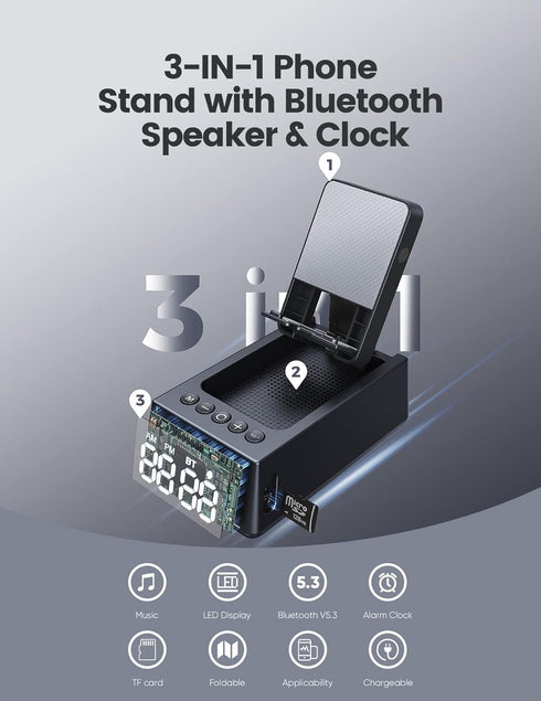 Birthday Gifts for Men Women, Bluetooth Speaker Cell Phone Stand with Anti-Slip Base, Unique Gadget for Him, Her, Dad,