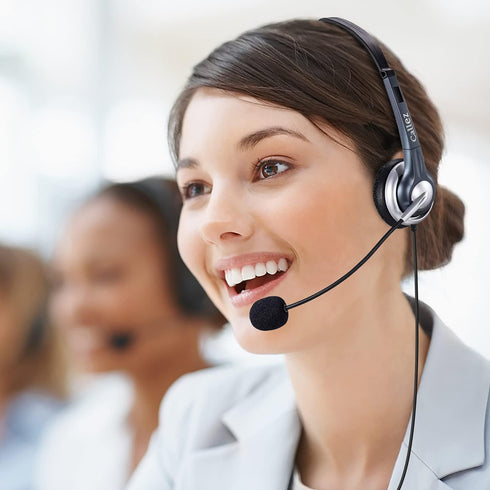 Callez Phone Headset with Noise Cancelling Microphone and Volume Control, Office 2.5mm Telephone Headsets Compatible with Panasonic AT&T ML17929 Vtech Uniden Cisco Grandstream Cordless Phones