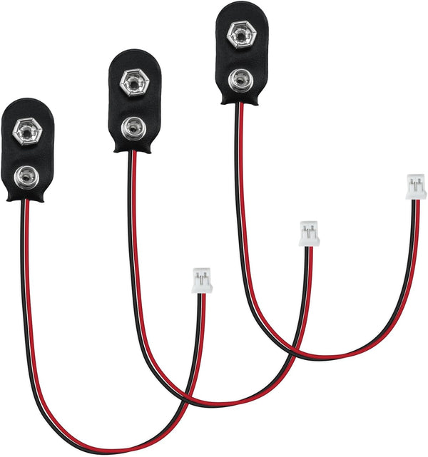 SDTC Tech 3 Pack 9V Battery Snap to 2-Pin PH2.0 Connector Cable, 15cm