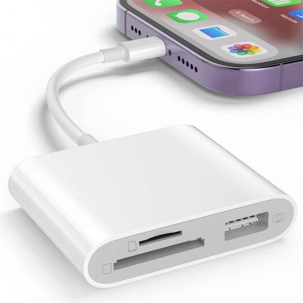 SD Card Reader for iPhone, USB Camera Adapter Memory Card Reader, Plug and Play for iPad, Supports SD and TF Card
