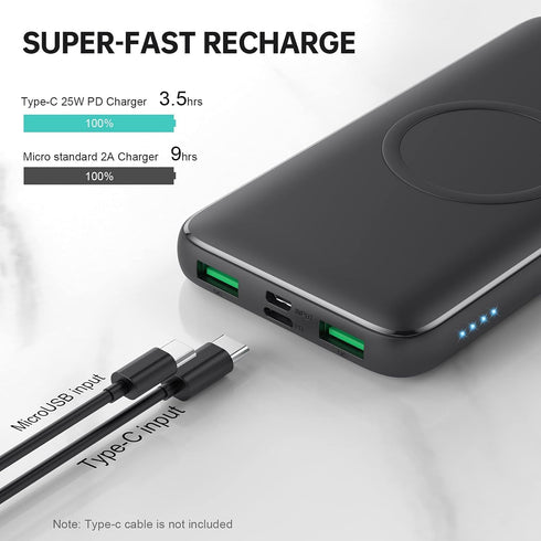 HETP 13800mAh 15W 25W 4.0 5 Pack 16/15/14/13/12,Android Wireless Portable Charger Power Bank, Fast Wireless Charging PD