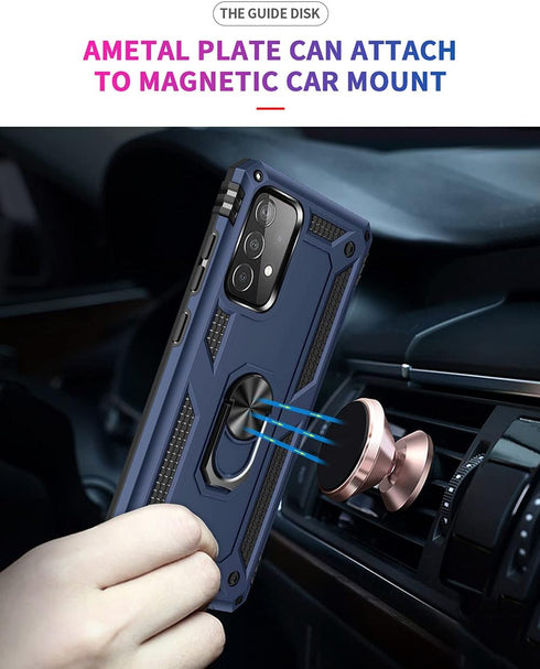 for Samsung A52 Case, Galaxy A52 Shockproof Cover with HD Screen Protector, Military-Grade Ring Holder Kickstand