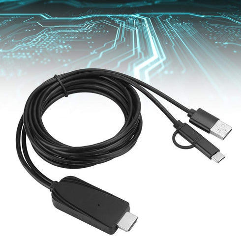 Micro USB/Type-C Adapter HDMI Cable, 1080P Bluetooth Same Screen Cable for Android Mobile Phone to HDMI TV, Monitor