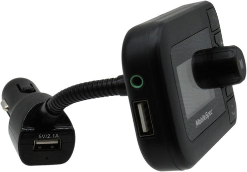 MobileSpec 12V Charger with 2.1A USB Port, FM Transmitter, Hands-Free Mic, and Large LED Display