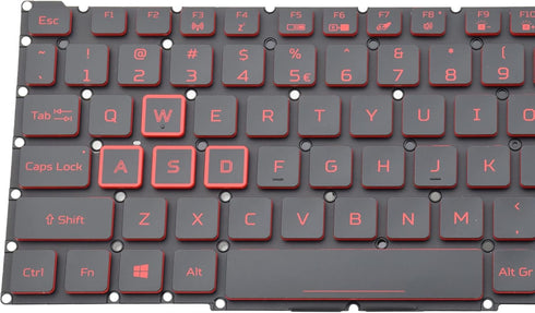 Replacement Keyboard with Red Backlight, Compatible with Acer Nitro 5 AN515-45/56/57/58, Predator Helios 300