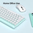 Rechargeable Keyboard and Mouse Combo, 2.4Ghz Wireless Retro Mute Set for Laptop Desktop PC, Light Green