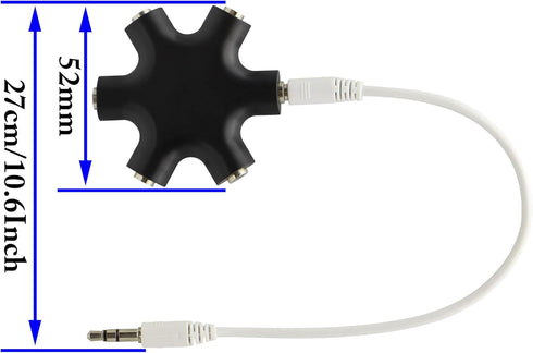 zdyCGTime Headphone Splitter, 3.5mm Stereo Audio Adapter 6-Port Music Sharer with TRS Stereo Plug Cable