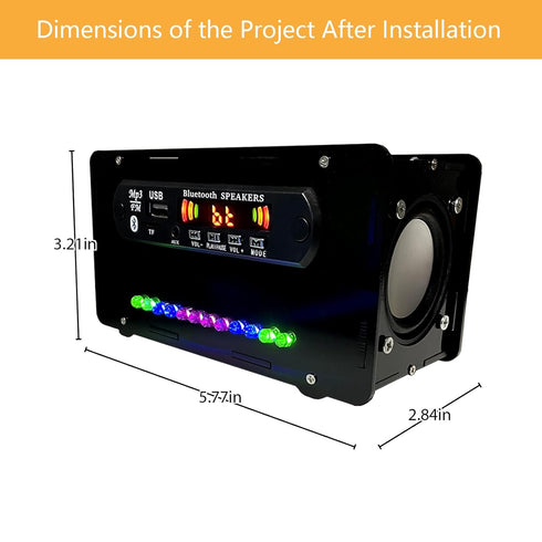 EIELE Multi-Function Speaker AUX TF Playback Kit, Voice-Activated Level Indicator, Dual Channel Speaker, Black Case