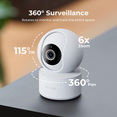 IMILAB C22 3K 360 2.4Ghz 6 2-Way Security Indoor Camera - View Home Camera with Color Night Vision for Baby/Pet