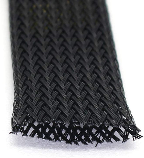 Black PET Expandable Sleeving, Cord Protector Wire Loom Tubing for USB Charger Cable, Power Cord, Audio Video Cable