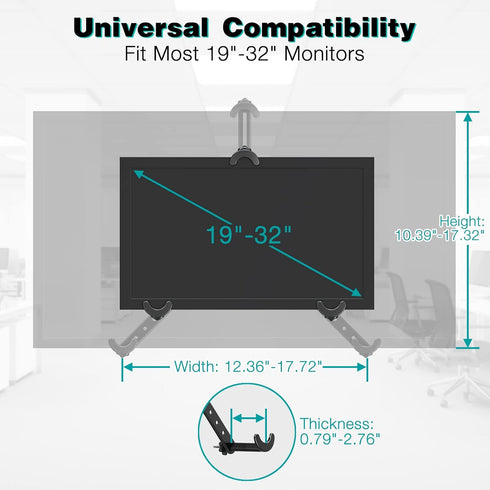MOUNT PRO VESA Mount Adapter, Universal Non-VESA Monitor Mount for 19 to 32 inch Screens, Holds up to 17.6lbs