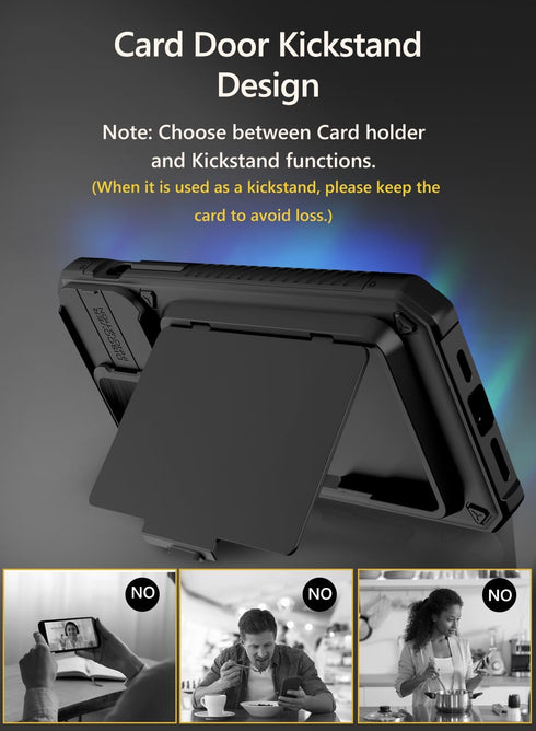 Vihibii Wallet Case for iPhone 15 Pro Max, Black with Card Holder (4 Cards), Slide Camera Cover & Kickstand, Military