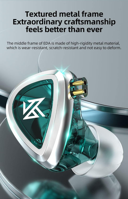 KZ EDC in-Ear Monitors, HiFi Stereo IEM Wired Noise Isolating Earbuds with Detachable Cable for Musicians (with Mic)