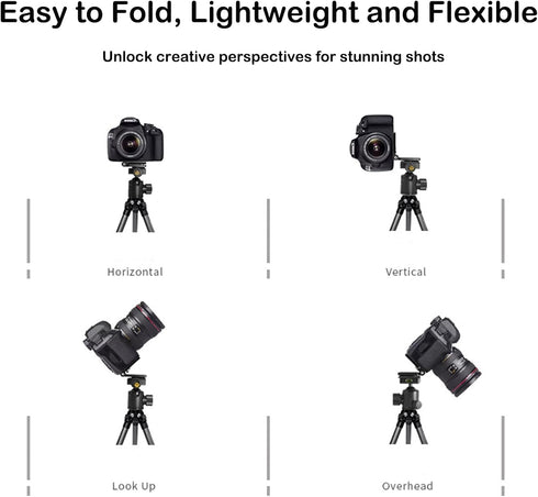 VEETALEE 1/4" 3/8" Foldable Camera L Bracket,Tripod Quick Release Plate, Aluminum Vertical Horizontal Switching Mount