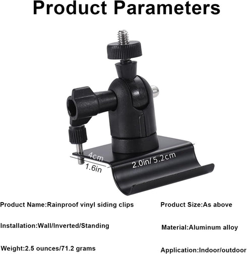 Universal Vinyl Siding Hooks for Security Cameras with 1/4" Thread Screw, Compatible with Arlo, Eufy, Wyze, Google Nest