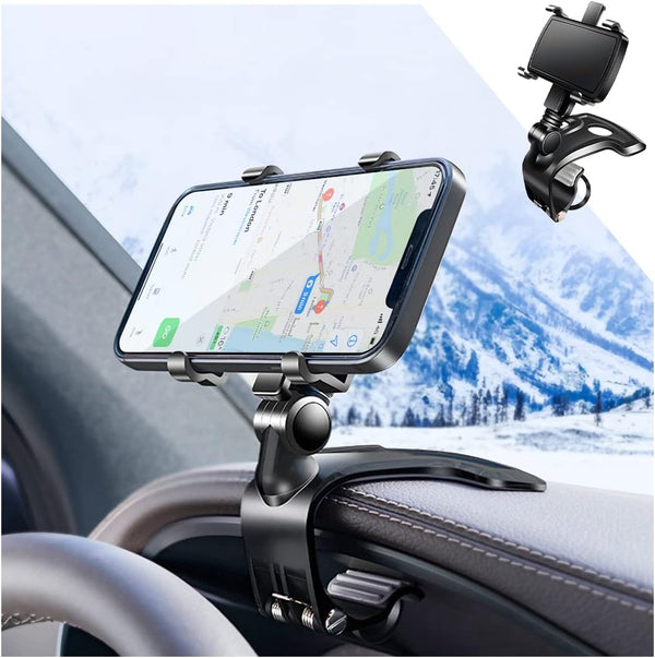 Car Phone Mount, ABS Cell Phone Holder for Car, 1400 Degree Rotation Dashboard Holder for 3 to 7 inches Smartphones