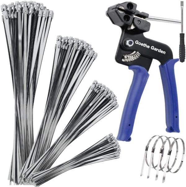 WCT322 Stainless Steel Cable Tie Gun for Fastening and Cutting up to 12mm Width Cable Ties, Suitable for Outdoor Use
