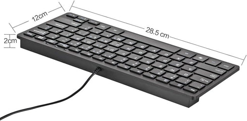 iKKEGOL USB Mini Slim Wired 78 Key Small Super Thin Compact Keyboard for Desktop Laptop PC Win 7 Mac (Black)