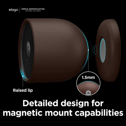elago Silicone Cover for Google Nest Cam Outdoor/Indoor (Battery), Magnetic Mount Cover Included, Dark Brown