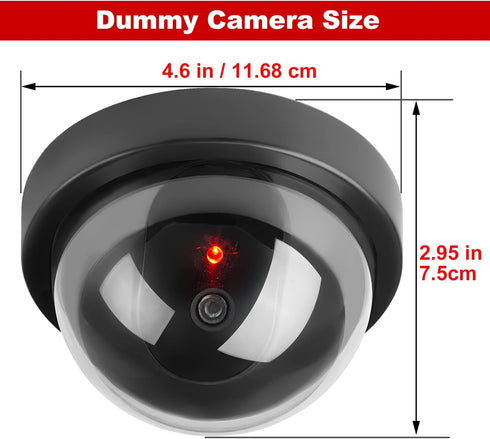 4 Pack Dummy Fake Camera Security CCTV Dome Cameras with Flashing Red LED Light for Indoor Outdoor Home Business, Black