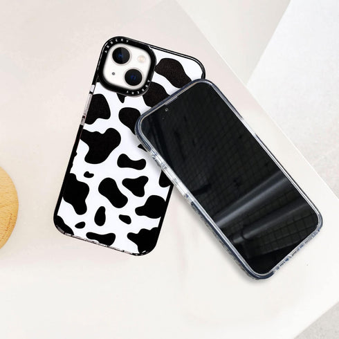 Abbery iPhone 13 Mini Case, Cow Print Clear Design, Cute Durable Silicone TPU Shockproof Protective Cover for Women