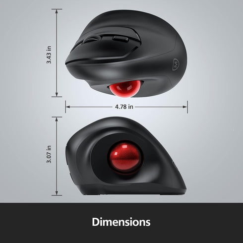 MicroPack Wireless Trackball Mouse, 2023 Upgrade Ergonomic Mouse with Wireless Vertical Rollerball, 3 Adjustable DPI