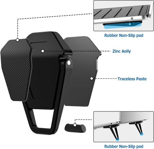 Portable Invisible Laptop Stand, Mini Aluminum Cooling Pad, Ergonomic Lightweight Kickstand for Computer Keyboard