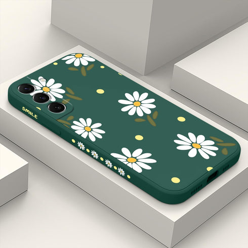 Samsung Galaxy S22 Plus Case, Fashionable Flowers Designs Soft Silicone Drop Protective Cover for Women (Daisy Green)