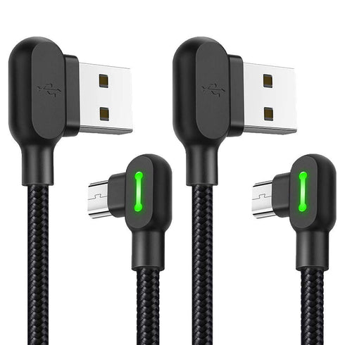 Micro USB 90 Degree Right Angle Elbow Design Game LED Nylon Braided Sync Charge Cable 6FT/1.8M