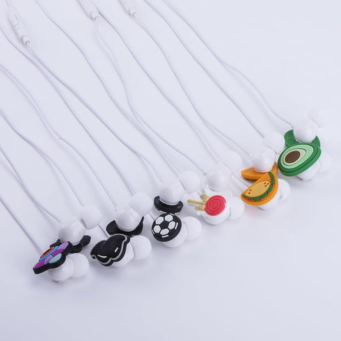 QearFun Cartoon Silicone Earbuds for Kids, 6pcs Different Pattern, Wired Earbud & in-Ear Headphones Gift for School