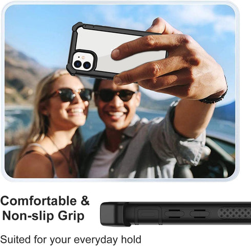 Heavy Duty Drop Protection Case for iPhone 11, with Screen Protector, Rugged Shockproof Tough Cover - Black-C