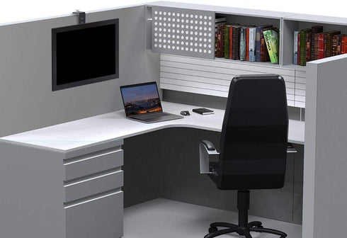 Monoprice 10 17.6lbs, Cubicle Flat Panel Monitor Mount - Easy Height Adjustments, Up to Black - Workstream Collection