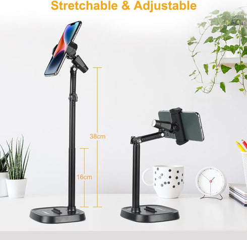 UTEBIT 6-15" 4.7"-15.6" Cell Phone Stand, Height Adjustable Rotating Cell Phone Holder for Desk, Retractable Cell Phone
