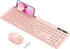 Wireless Keyboard and Mouse for MacBook - Vivefox Pink Wireless Keyboard with Phone Holder and USB Receiver