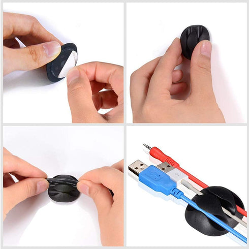 24 Pieces Adhesive Cable Clips Viaky Wire Management Desk Cable Organizer Cord Clips, Black and White - Home, Office,