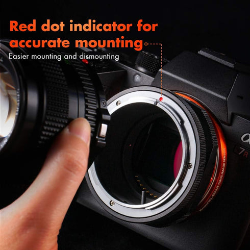 K&F Concept FD to E Mount Lens Adapter for Canon FD FL Mount Lens to E NEX Mount Cameras, Compatible with Sony