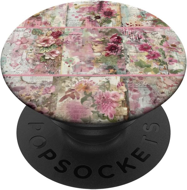 Inspiring Pink Floral Shabby Chic Design PopSockets Standard PopGrip for Classic Flair