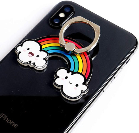 ZOSTLAND Colorful White Smile Cloud Phone Ring, Universal 360° Adjustable Finger Grip Stand for iPhone 15 14 13 12